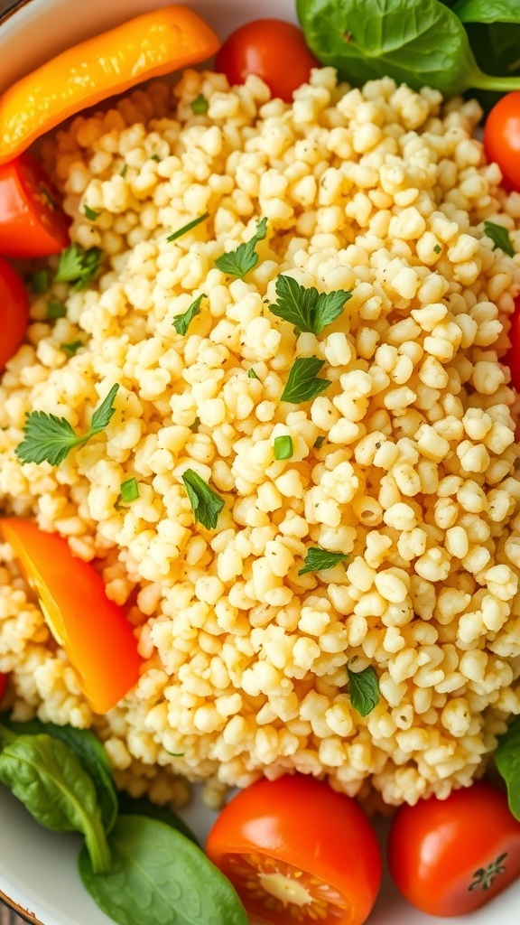 A bowl of cooked quinoa with vegetables, highlighting its nutritious appeal.
